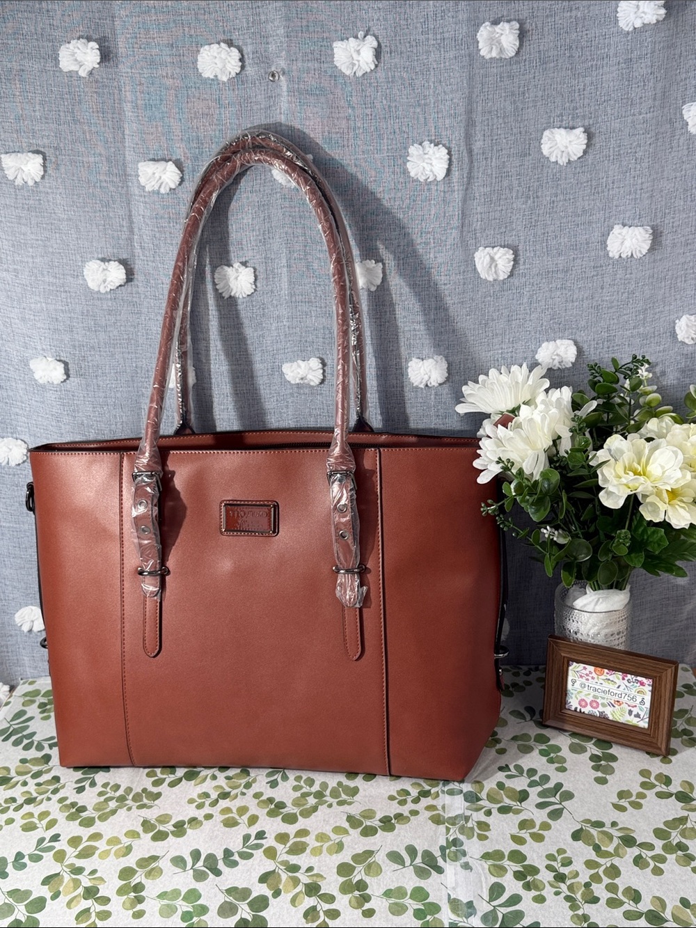 Structured Brown Tote Bag with Double Top Handles NWOT